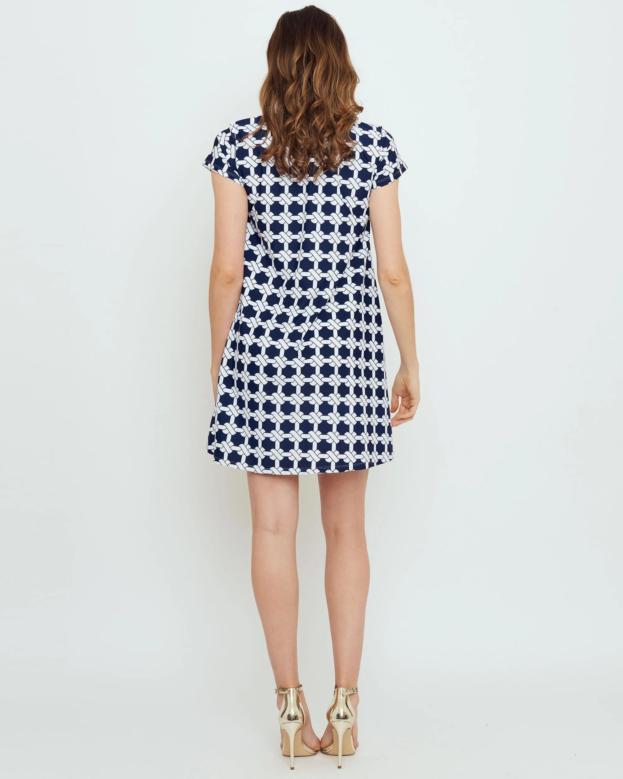 Ibiza T-Shirt Dress in Navy Nautical Knots