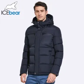 ICEbear 2019 Mens Winter Jackets Chest Exquisite Pocket Simple Hem Practical Waterproof Zipper High Quality Parka 17MD940D