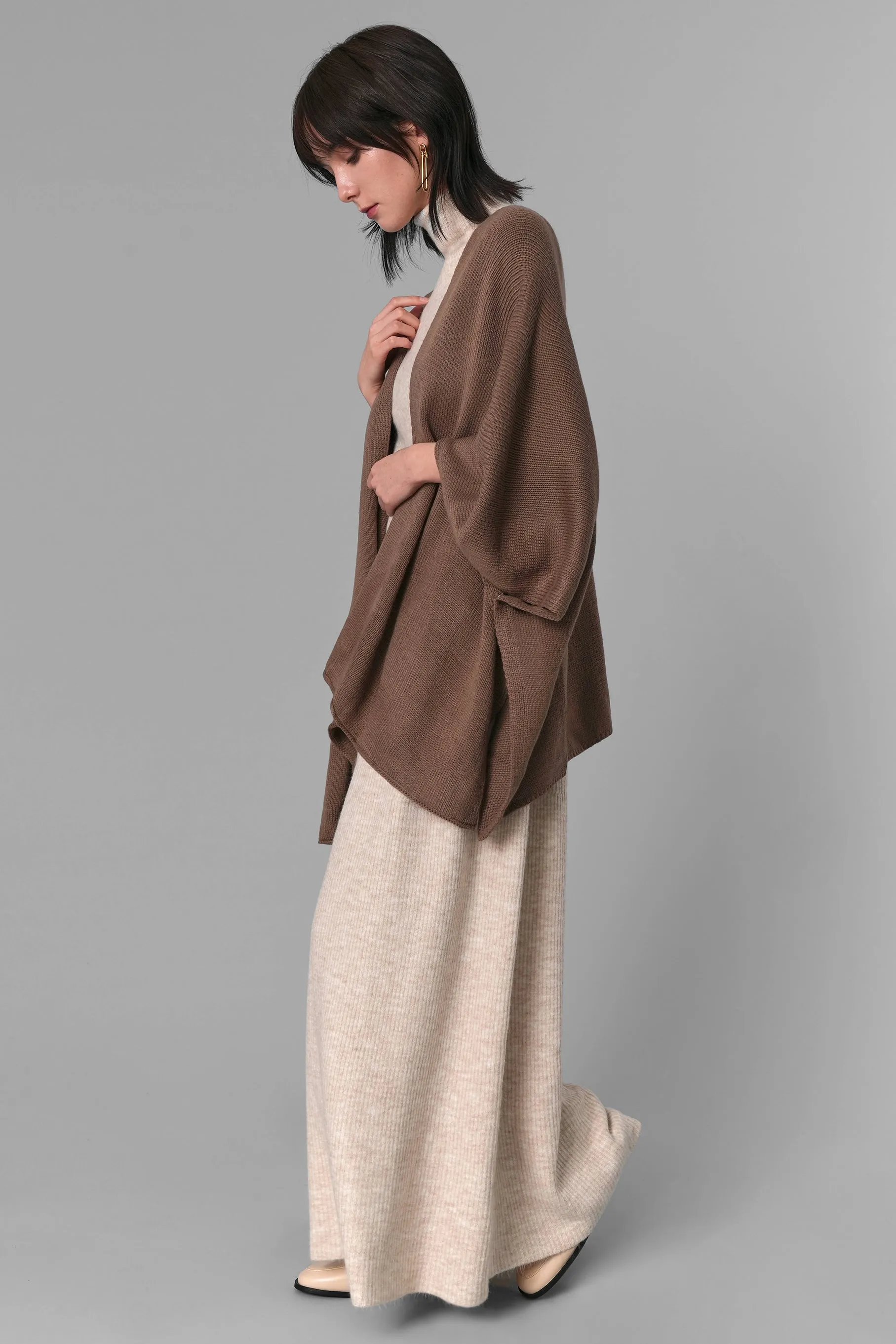 Ilene Knit Cape Cardigan, Brown