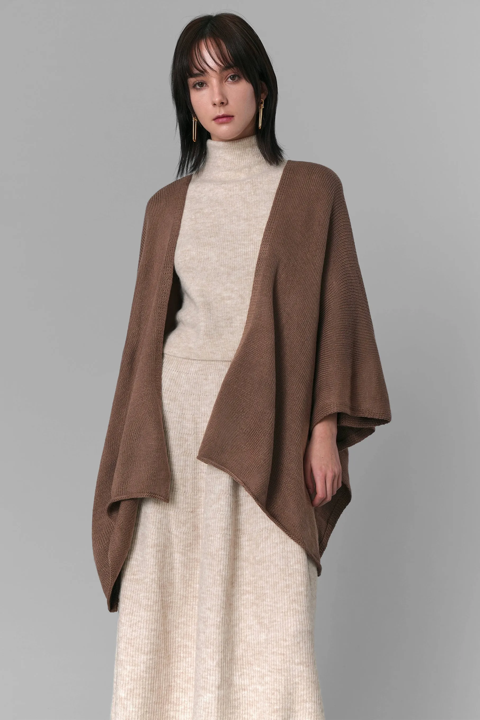 Ilene Knit Cape Cardigan, Brown