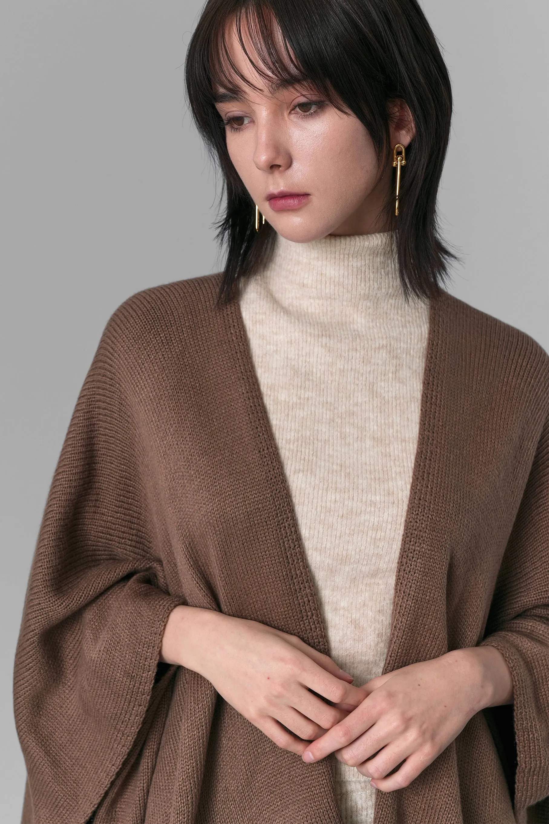 Ilene Knit Cape Cardigan, Brown