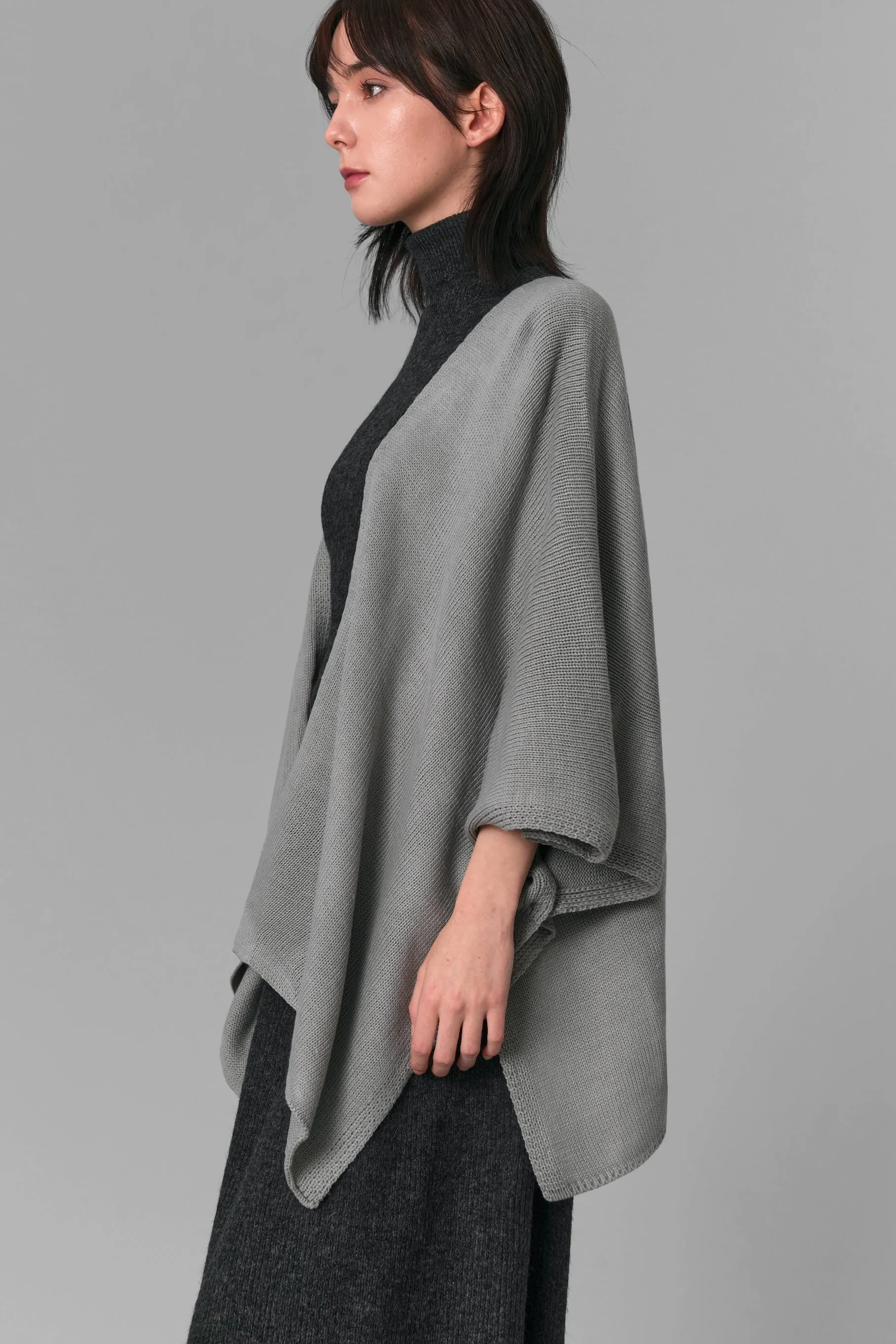 Ilene Knit Cape Cardigan, Grey