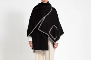 Iona Woven Pure Wool Cape - Black