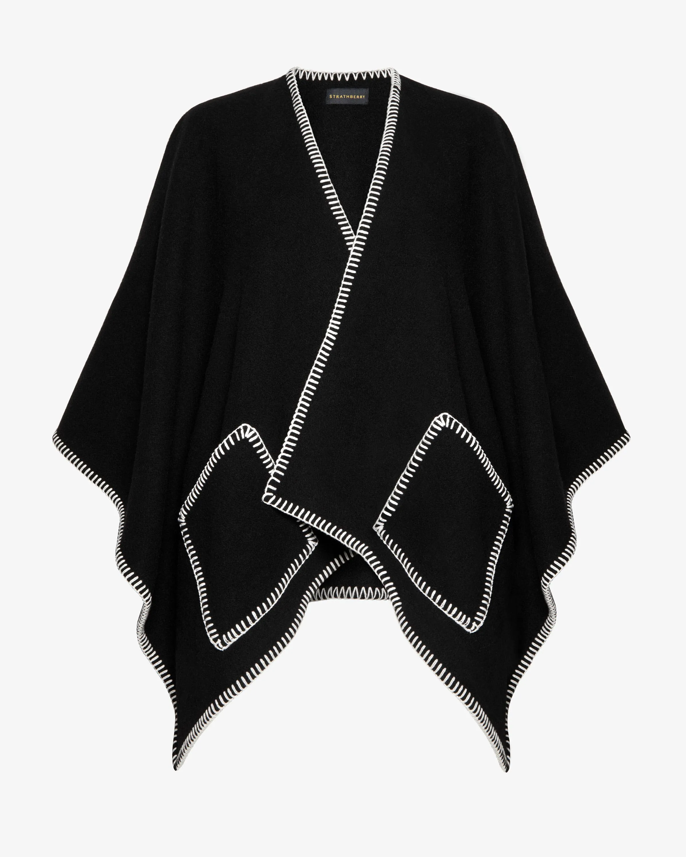 Iona Woven Pure Wool Cape - Black