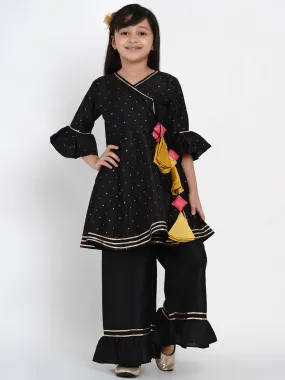 Jashvi Girls Black Ethnic Motifs Kurta With Palazzos