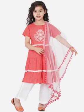 Jashvi Peach Kurta And Trouser With Dupatta