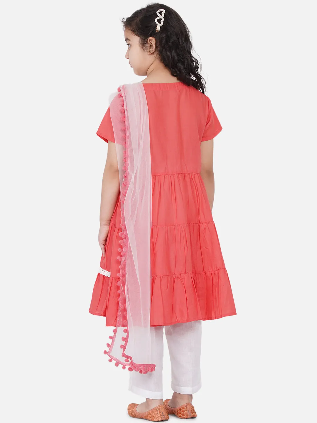 Jashvi Peach Kurta And Trouser With Dupatta