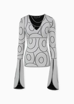 Kaya – Fan Sleeve Top with Concentric Circle Design