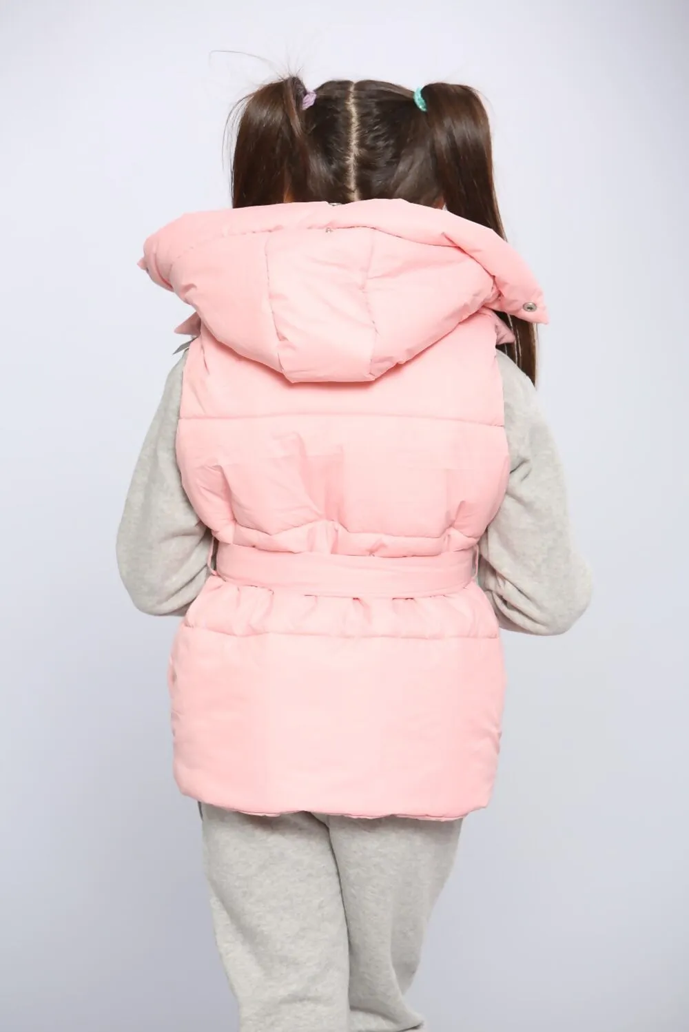 Kids Pocket Tie Front Gilet - Pink