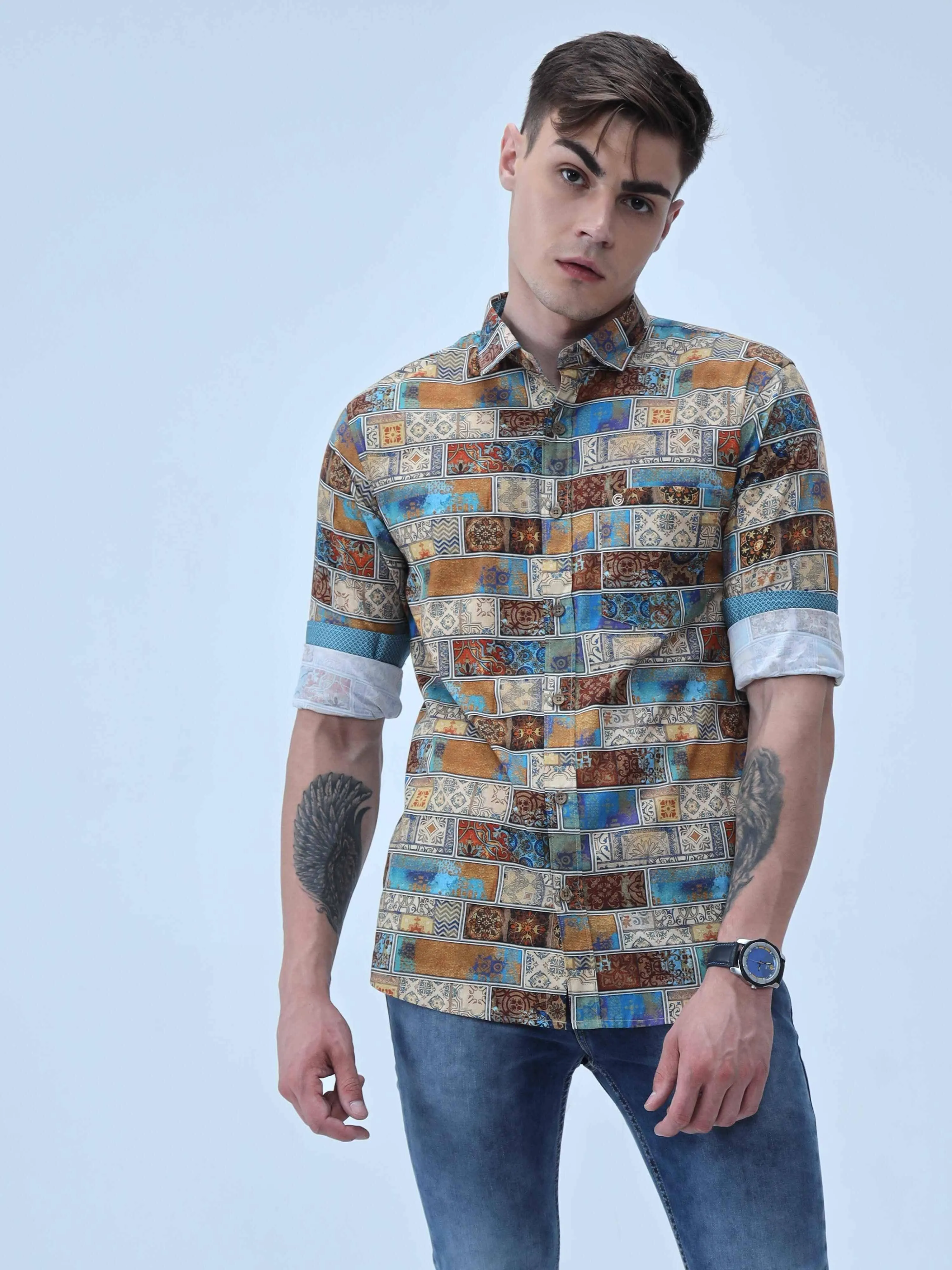 King Mens Digital Printed Casual Shirt