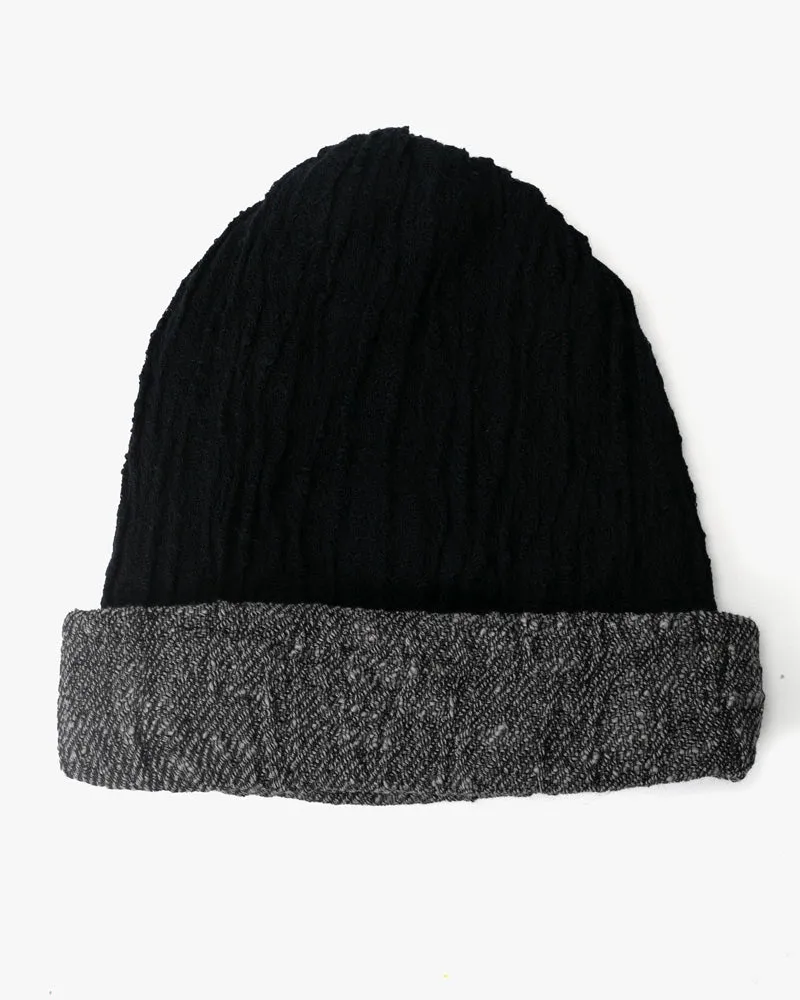 Kobo Oriza Knit Cap, Multi Functional, Cotton, Split Black and Dark Grey, 9˝