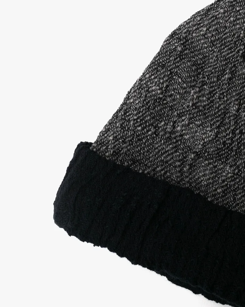 Kobo Oriza Knit Cap, Multi Functional, Cotton, Split Black and Dark Grey, 9˝