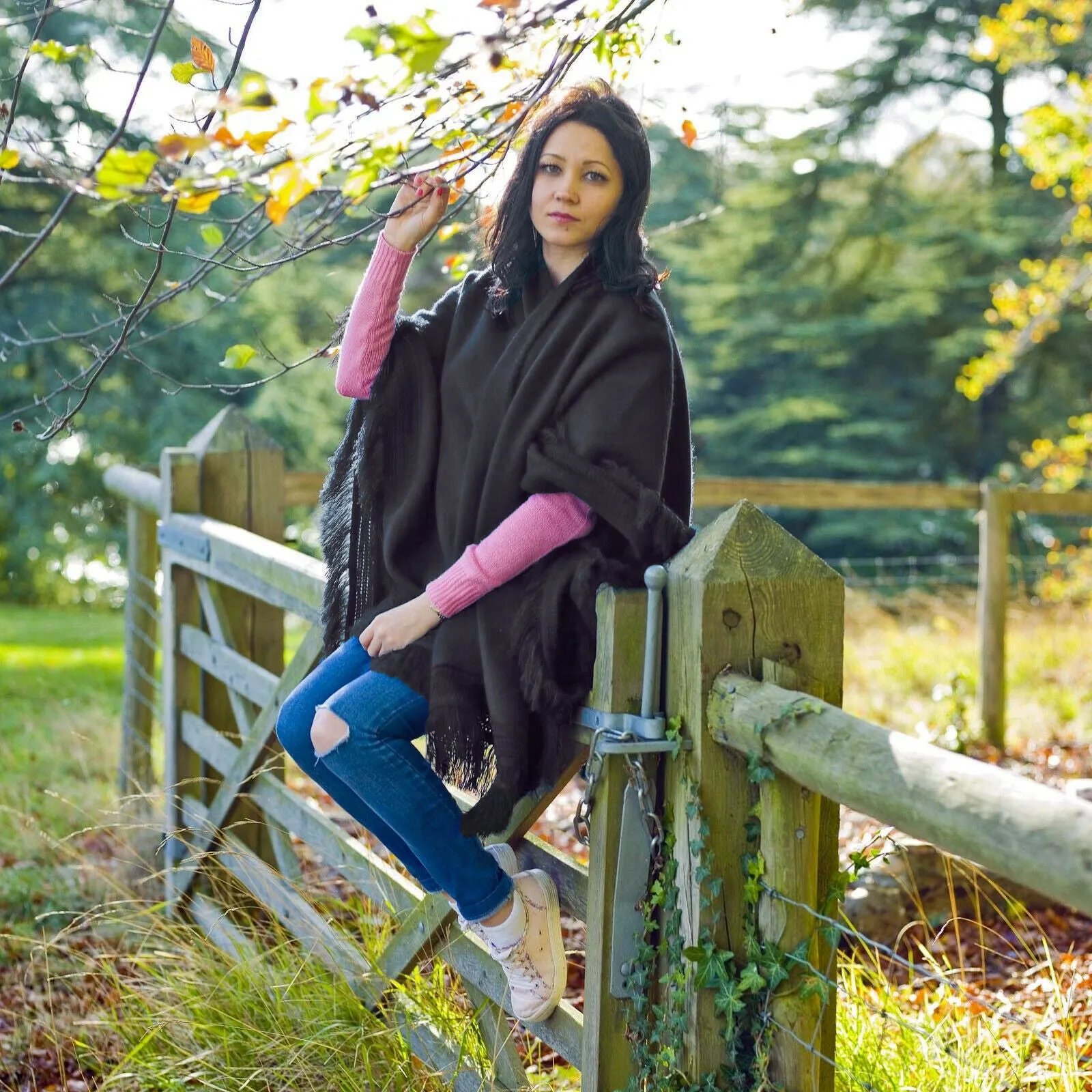 Kunchaim - Baby Alpaca Wool Poncho Cape Wrap - Solid - Unisex