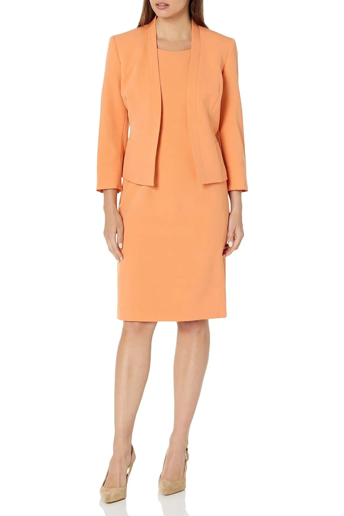 Le Suit Crepe Sheath Jacket Dress