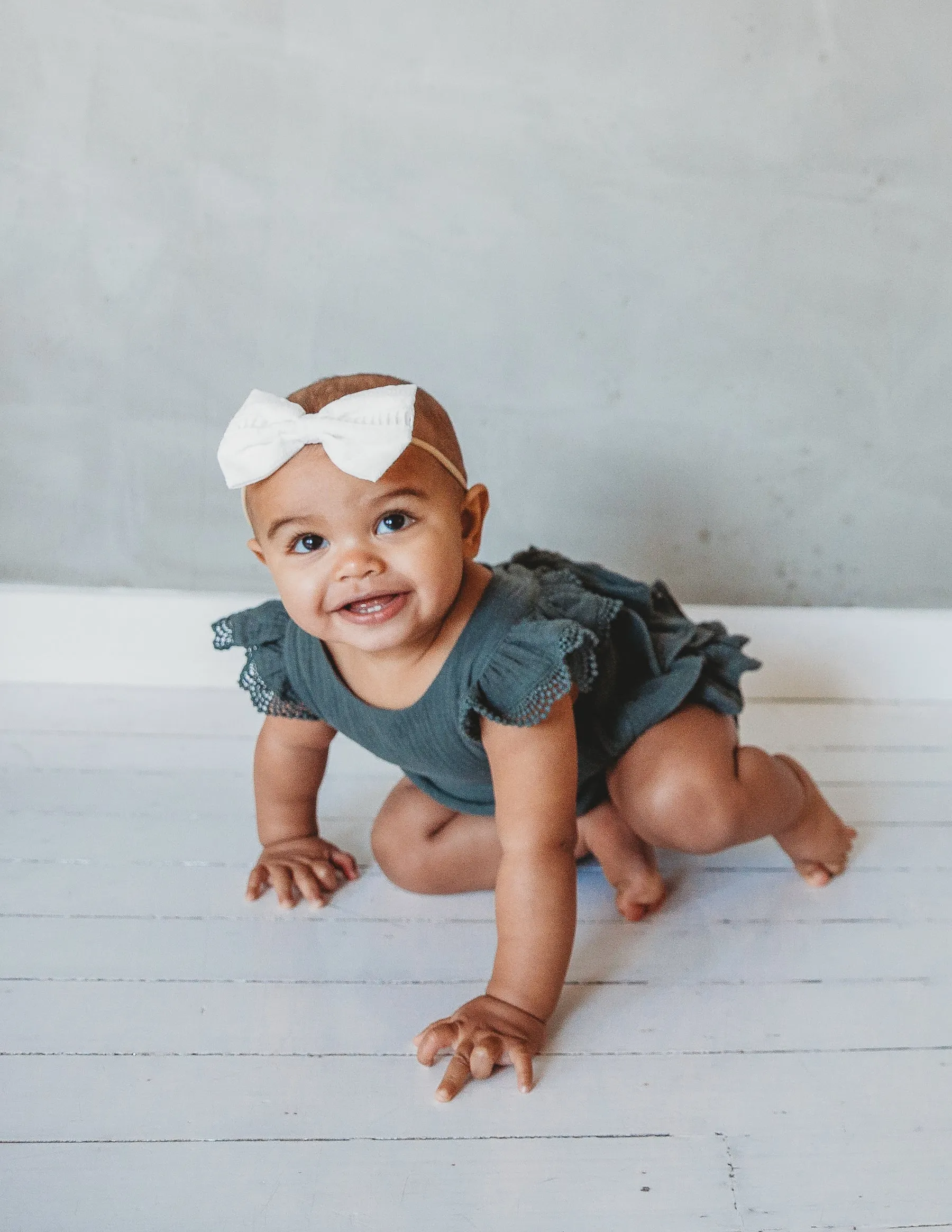 Liliana Baby Girl Muslin Playsuit - Dusty Pine