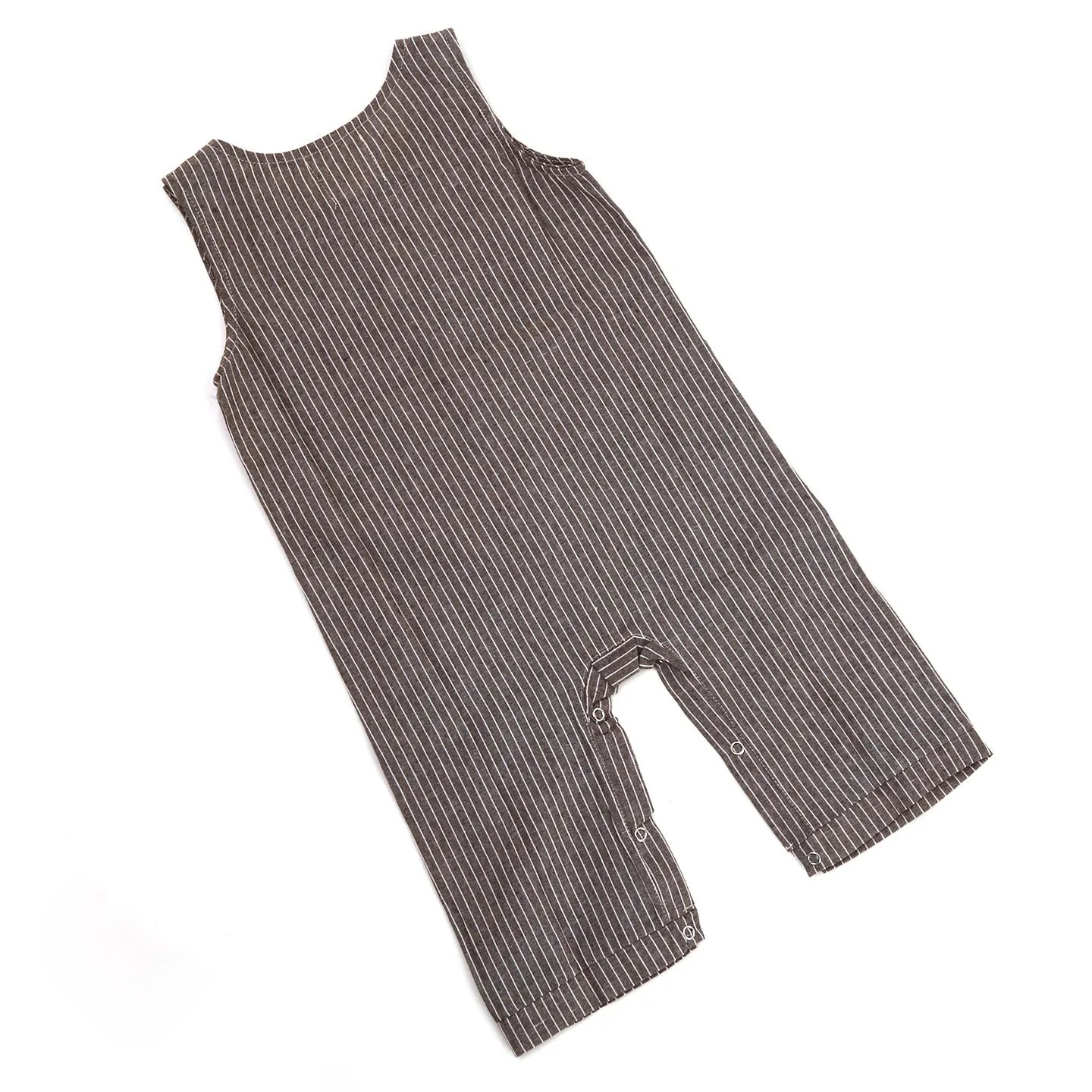 Linen Baby Romper / Grey Striped