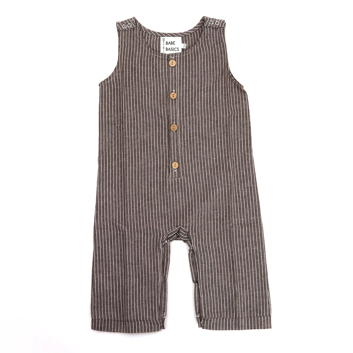 Linen Baby Romper / Grey Striped