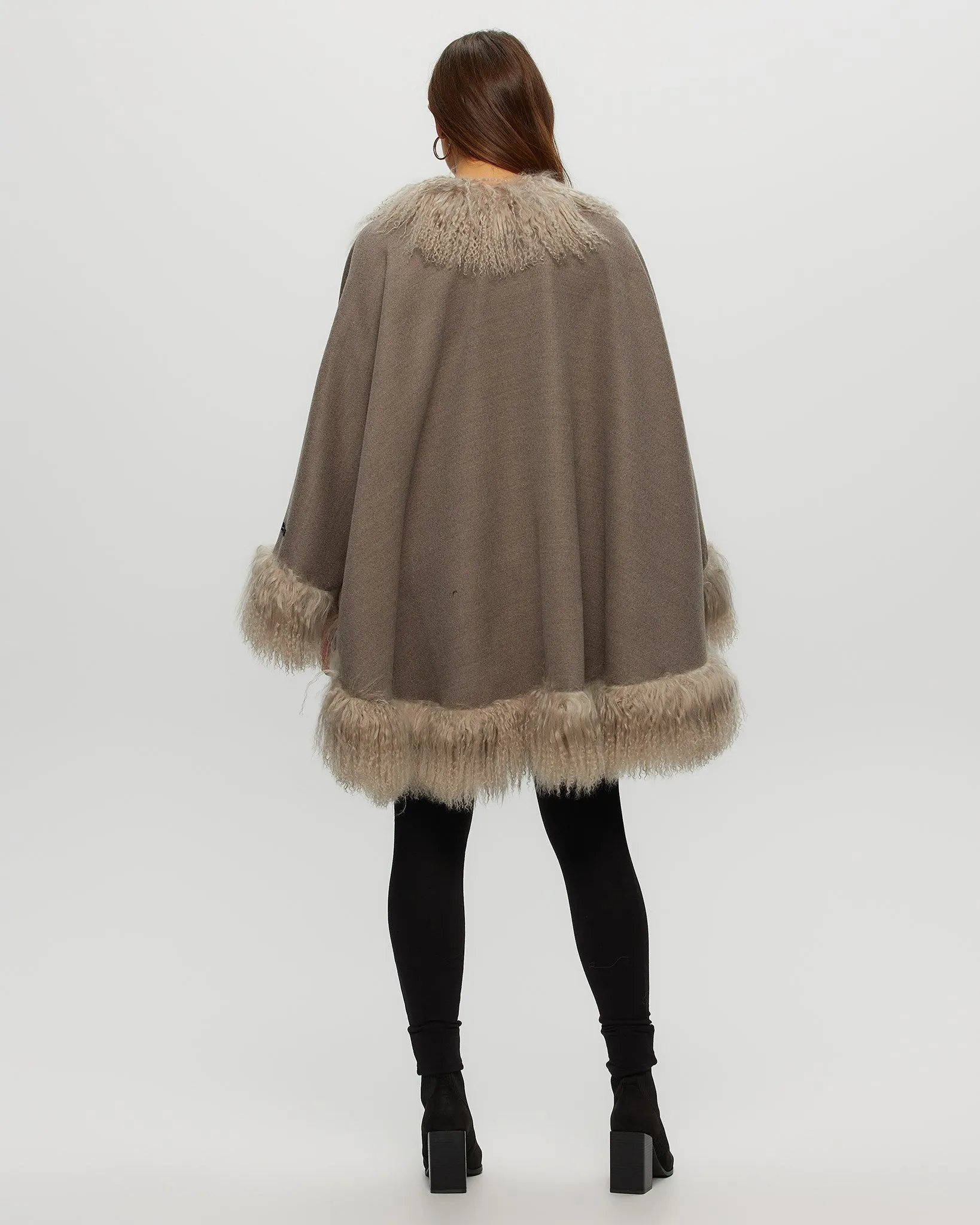 Loro Piana Cashmere & Wool Cape with Select Lamb Trim