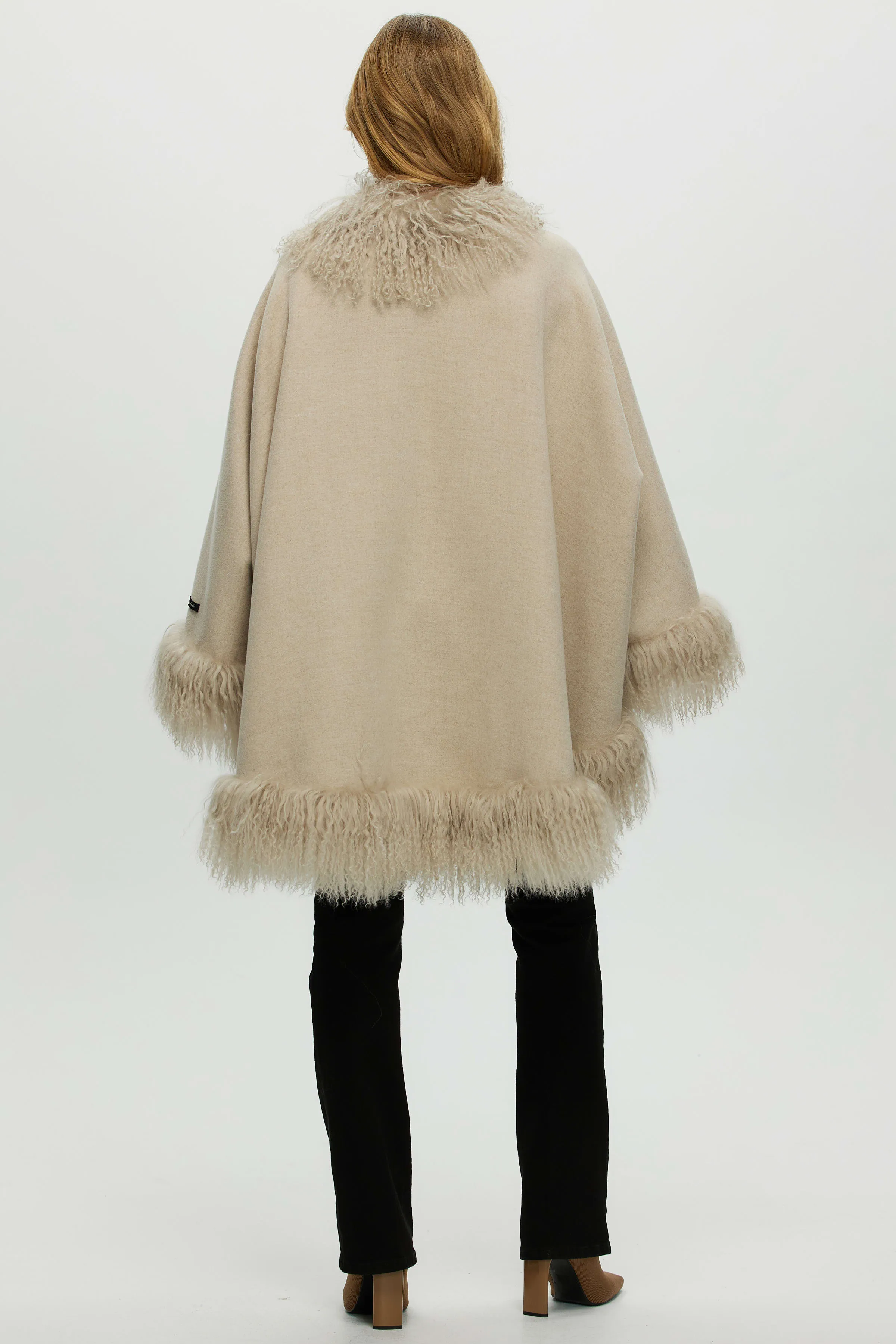 Loro Piana Cashmere & Wool Cape with Select Lamb Trim