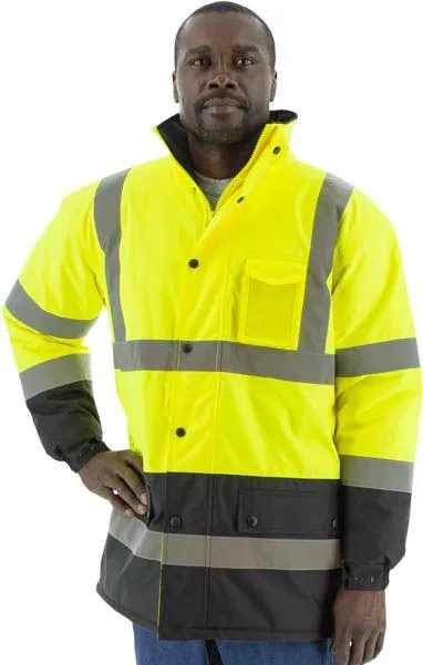 Majestic 75-1303 High Visibility Waterproof Parka With Polar Fleece Lining, Ansi 3, R