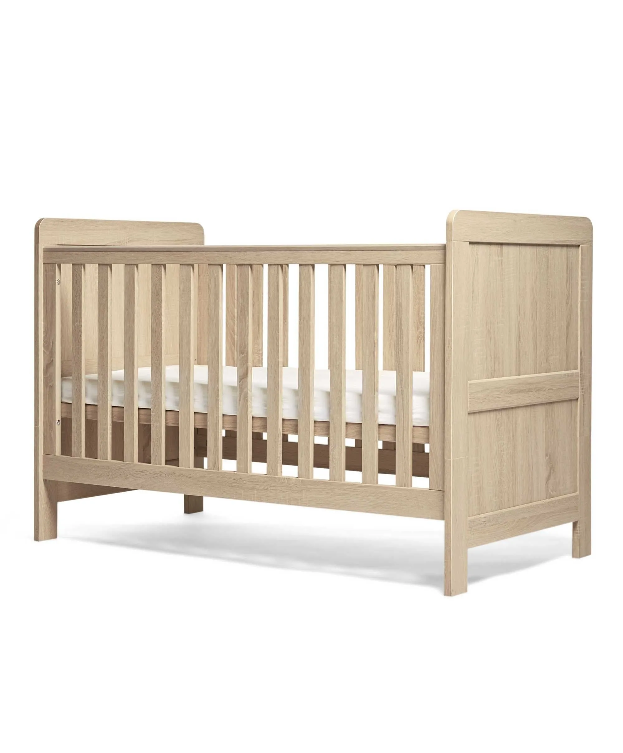 Mamas & Papas Atlas 5 Piece Set with Cotbed, Dresser Changer, Mattress, Fitted Sheets & Mattress Protector - Light Oak (Pre order for March)