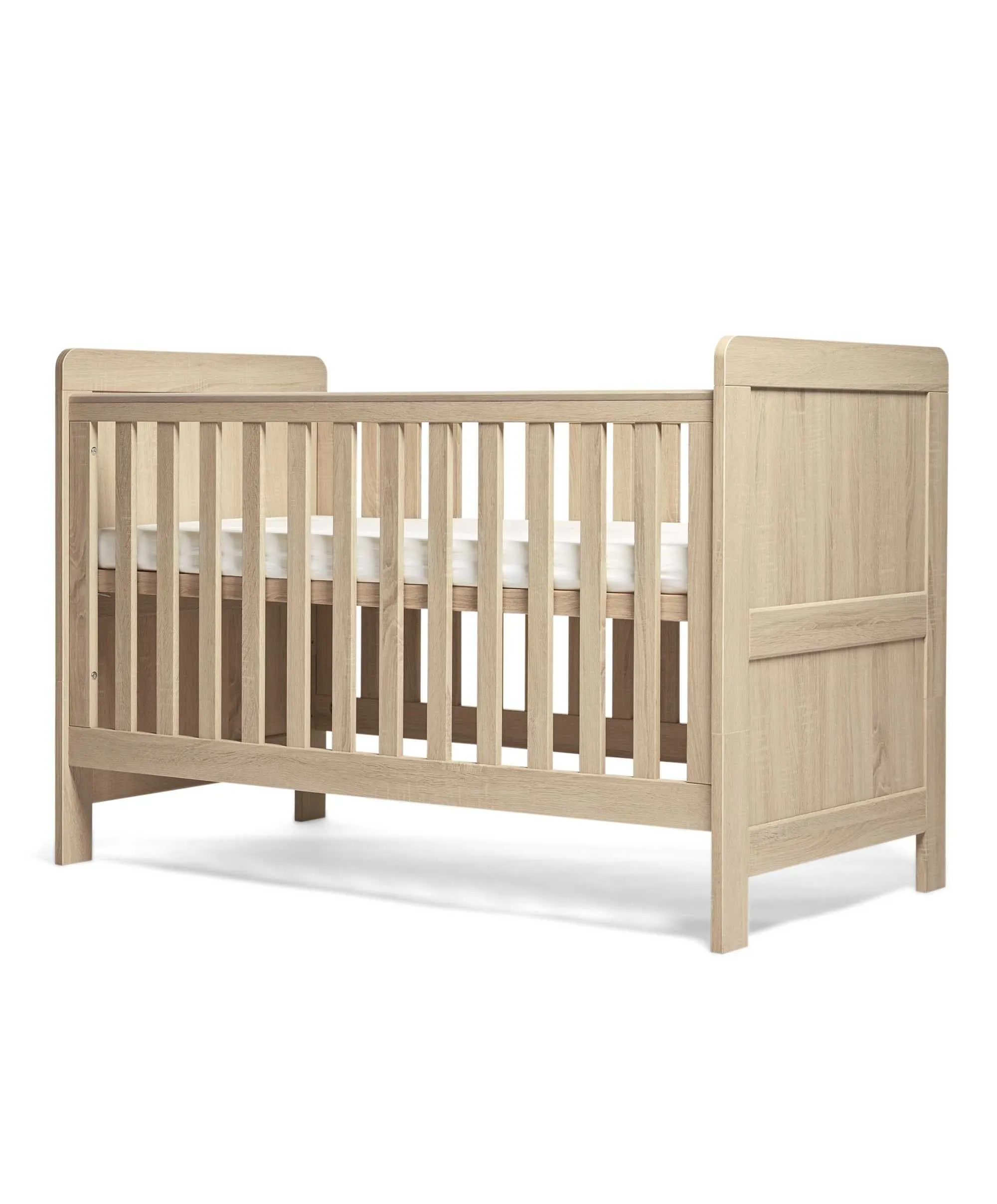 Mamas & Papas Atlas 5 Piece Set with Cotbed, Dresser Changer, Mattress, Fitted Sheets & Mattress Protector - Light Oak (Pre order for March)