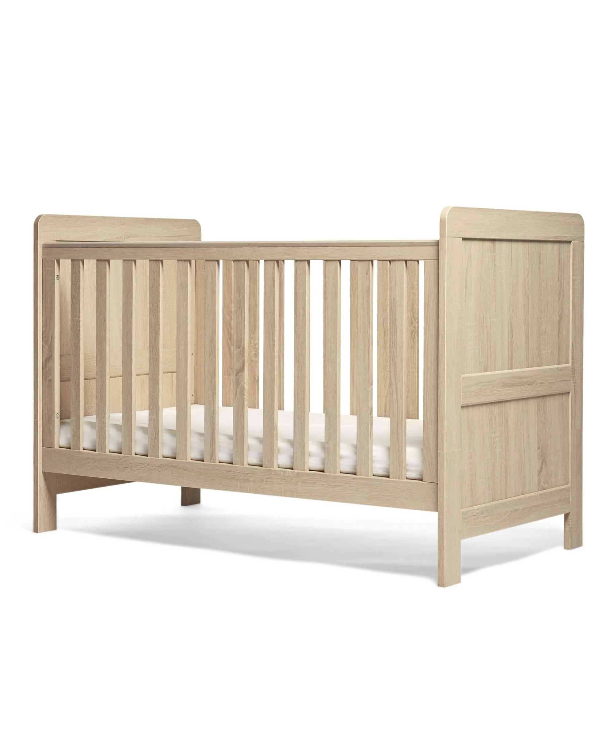 Mamas & Papas Atlas 5 Piece Set with Cotbed, Dresser Changer, Mattress, Fitted Sheets & Mattress Protector - Light Oak (Pre order for March)