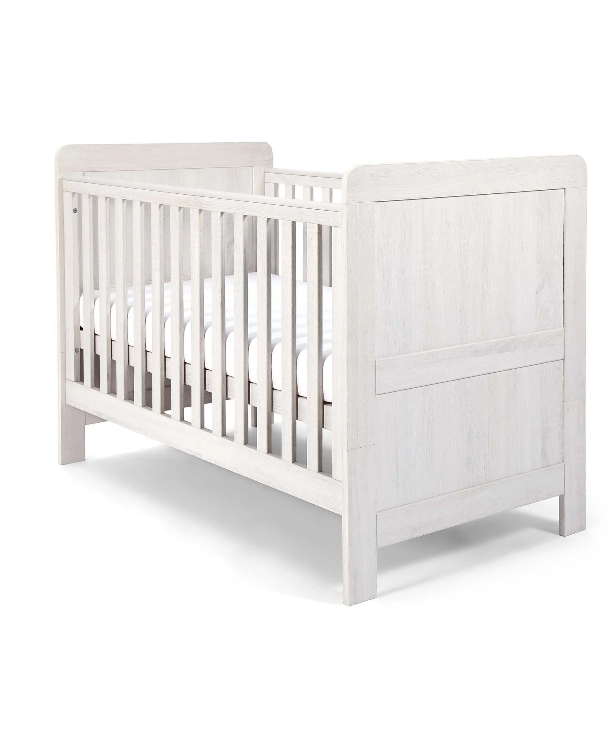 Mamas & Papas Atlas 5 Piece Set with Cotbed, Dresser Changer, Mattress, Fitted Sheets & Mattress Protector - White (Pre order for March)