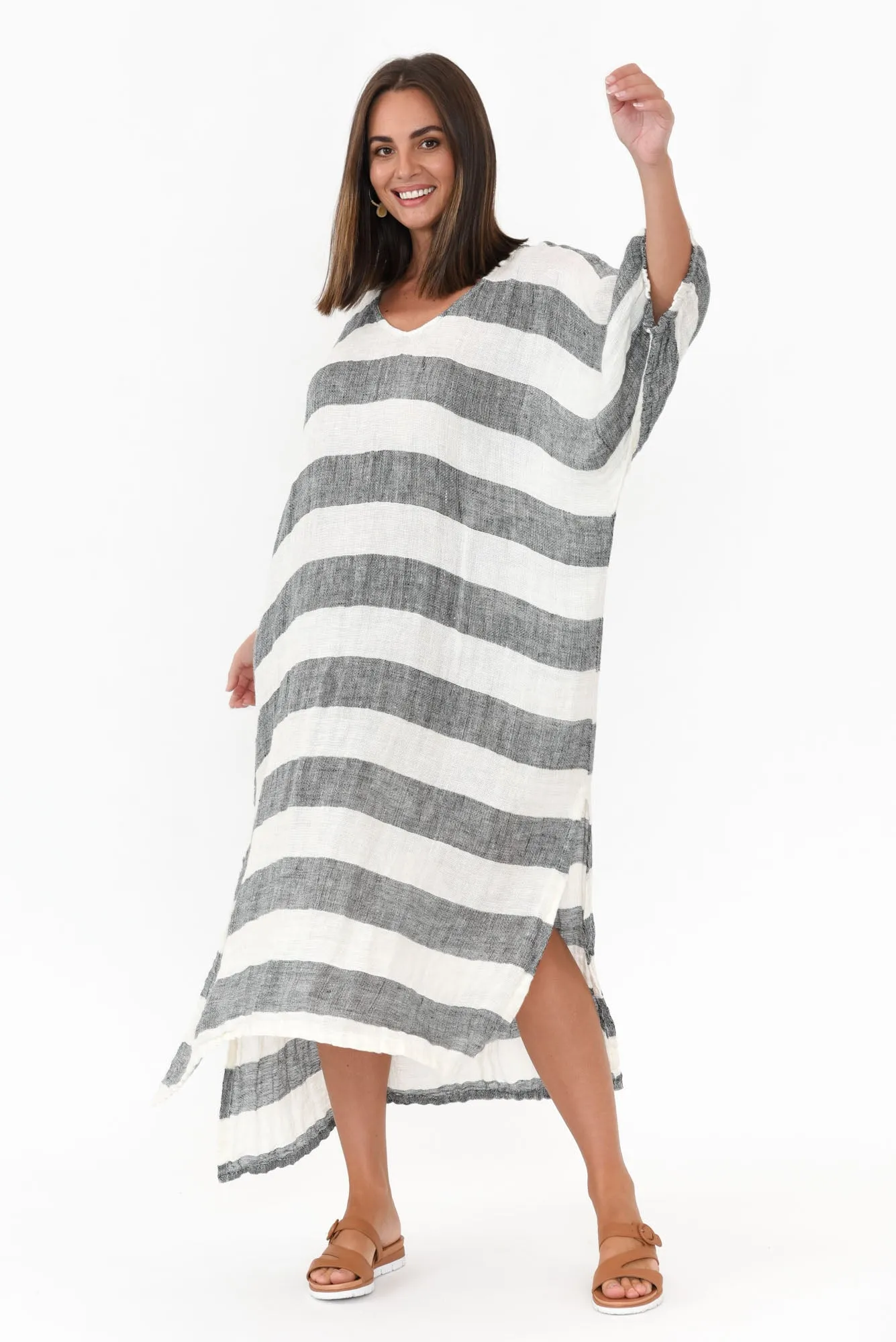 Marcel Black Stripe Linen Dress