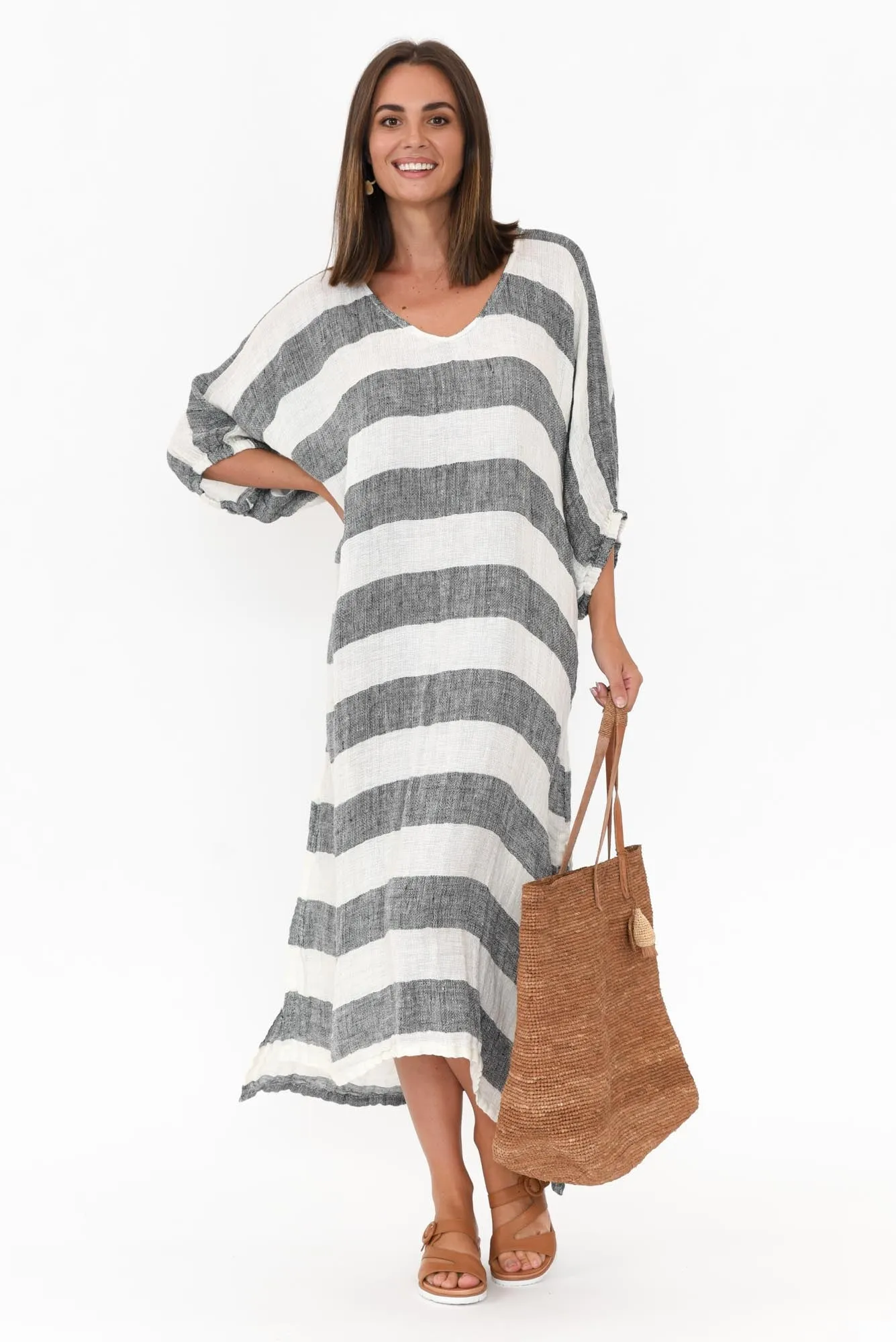 Marcel Black Stripe Linen Dress