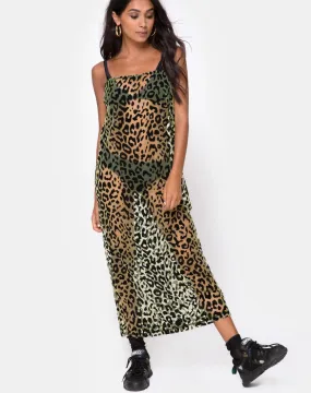 Maxine Maxi Dress in Lime Animal Flock