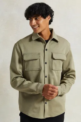 Men Beige Western Pocket Over Shirt