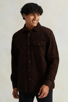 Men Brown Fine Corduroy Shirt