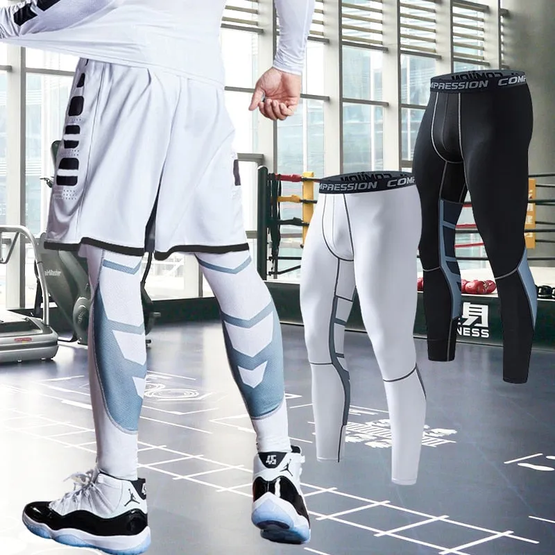 Men's Compression Pants Male Tights Leggings for Running Gym Sport Fitness Quick Dry Fit Joggings Workout White Black Trousers