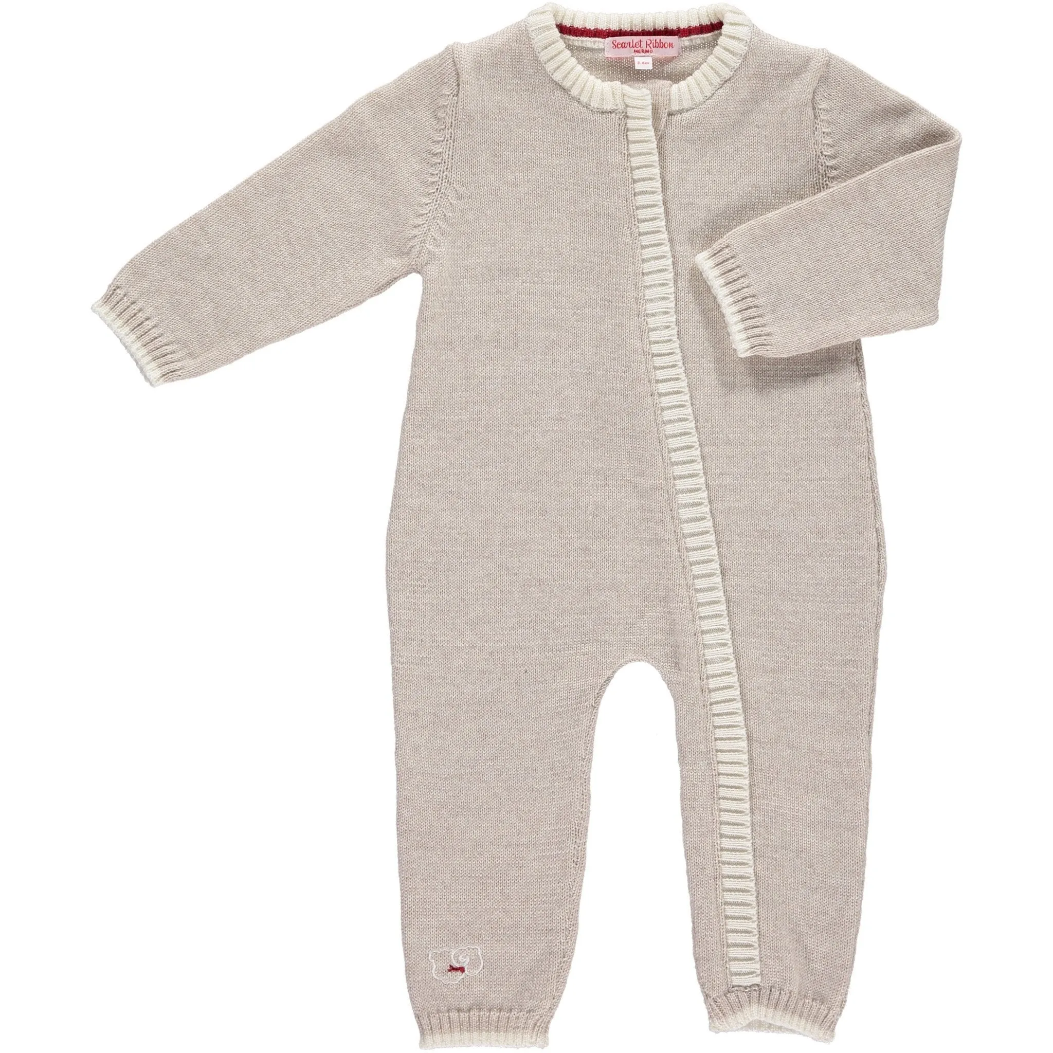 Merino Zip-Up Baby Daysuit - Oatmeal