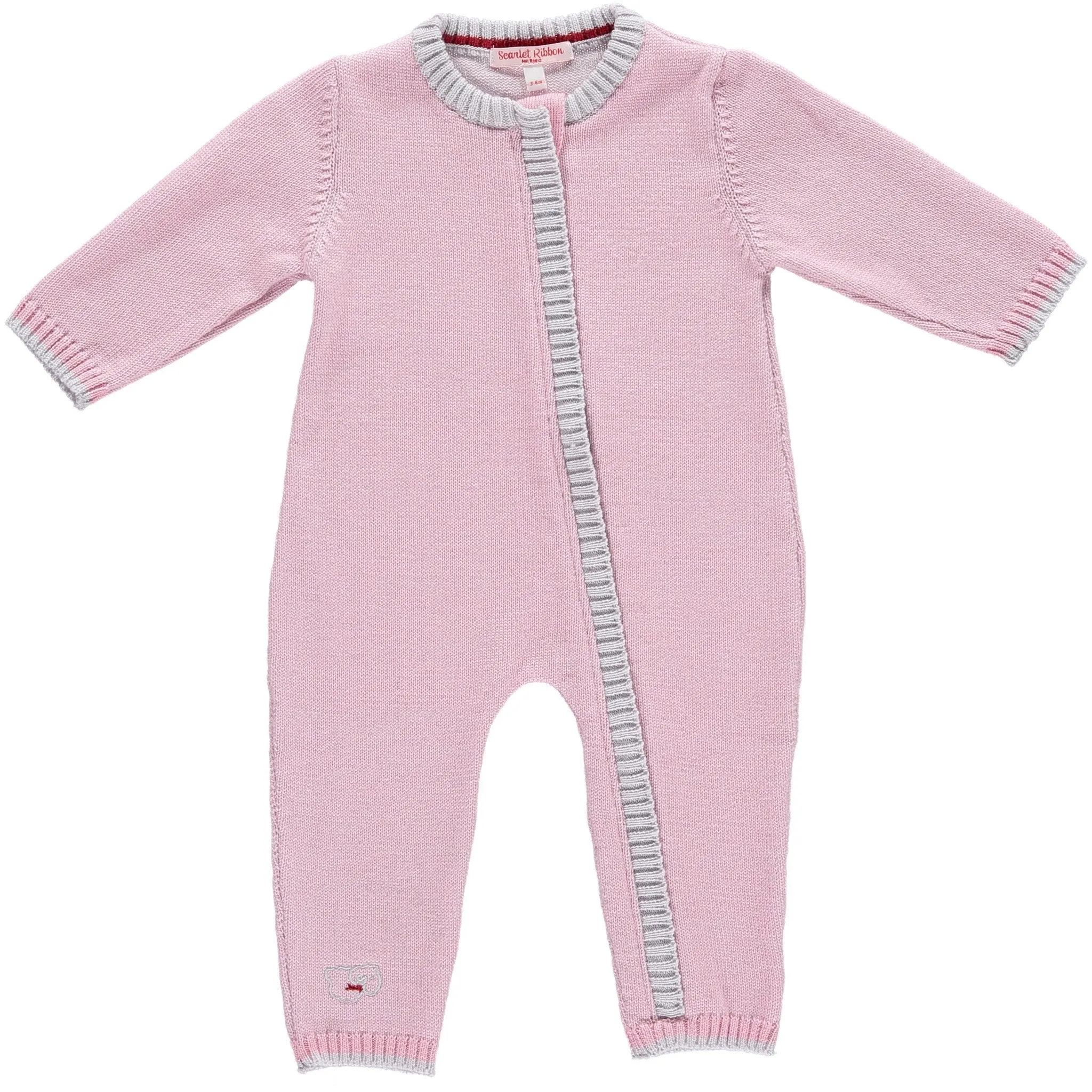 Merino Zip-Up Baby Daysuit - Rose