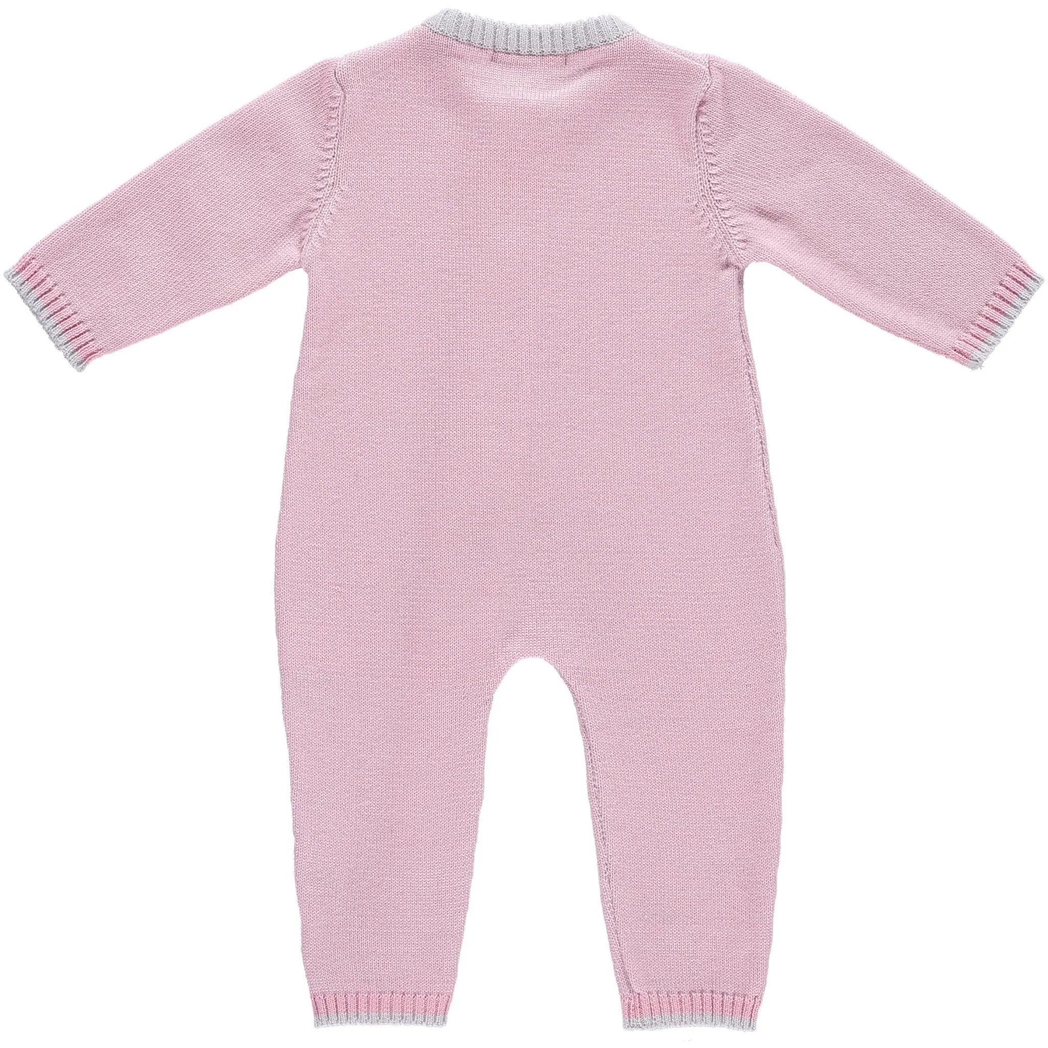 Merino Zip-Up Baby Daysuit - Rose