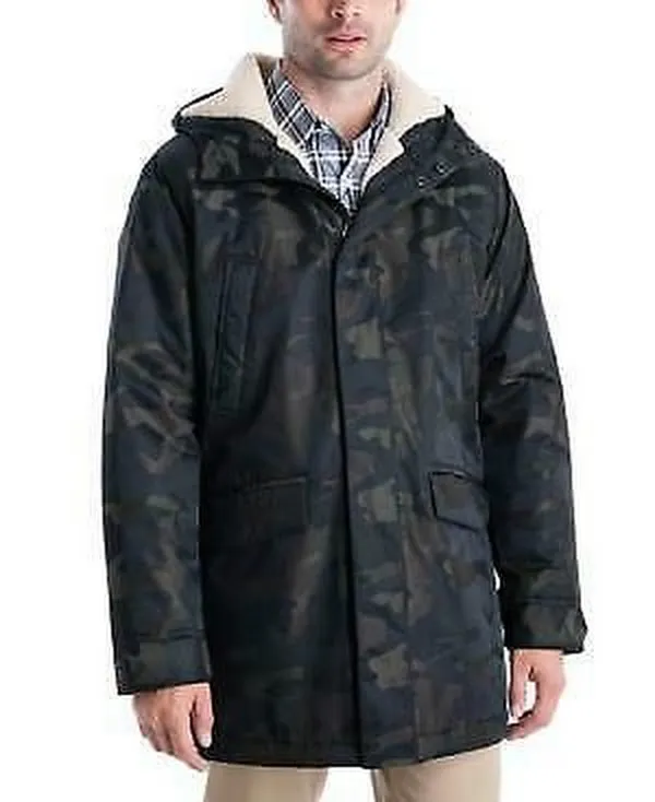 Michael Kors Mens Otto Stadium Parka with Sherpa Lining, Size Medium