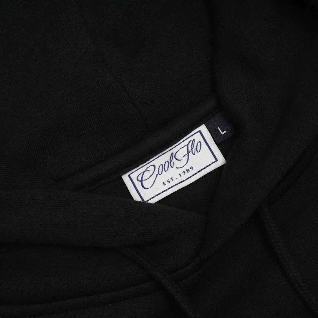 Mini Script Embroidered Black Hoody