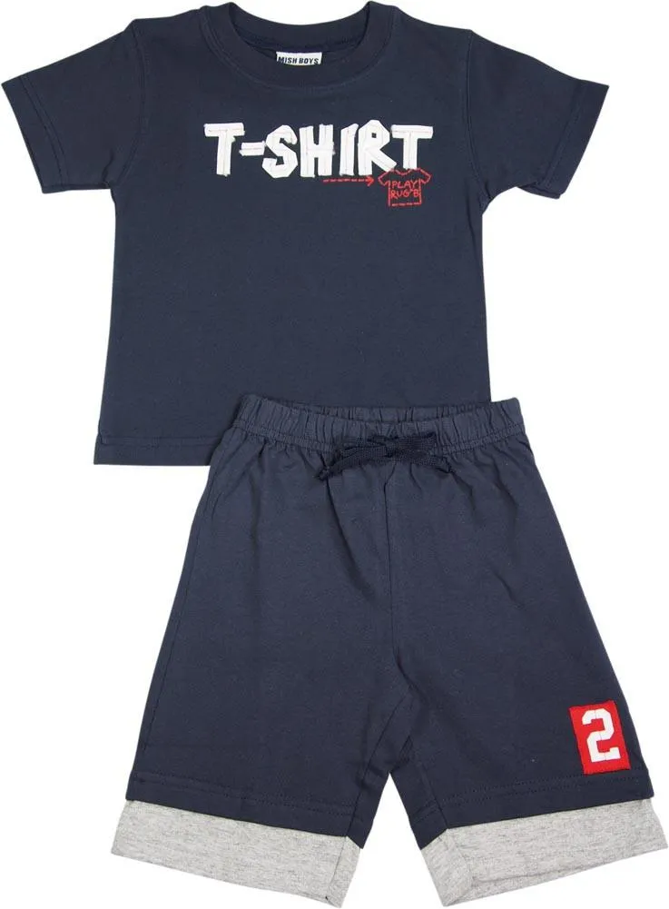 Mish Mish Baby Boys Infant Cotton Knit Short Sleeve Tee Short Sets