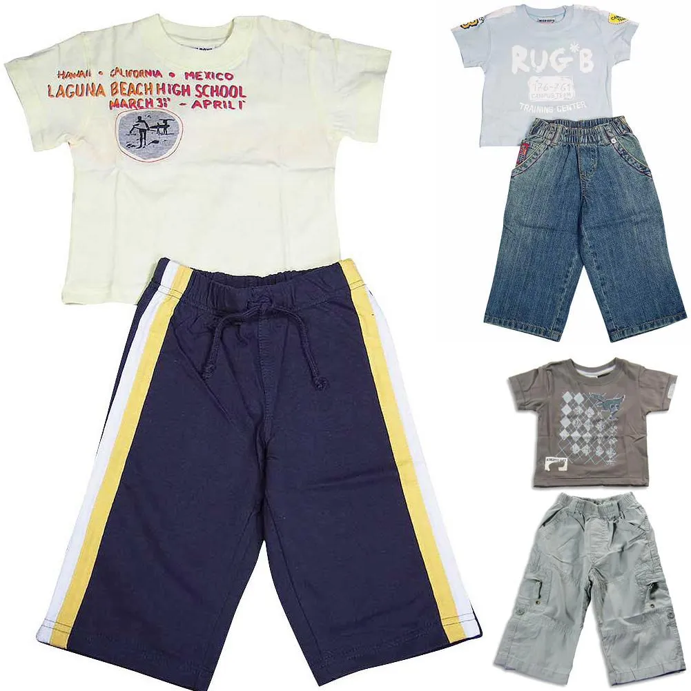 Mish Mish Baby Boys Infant Toddler Short Sleeve Cotton 2 Piece Pant Sets