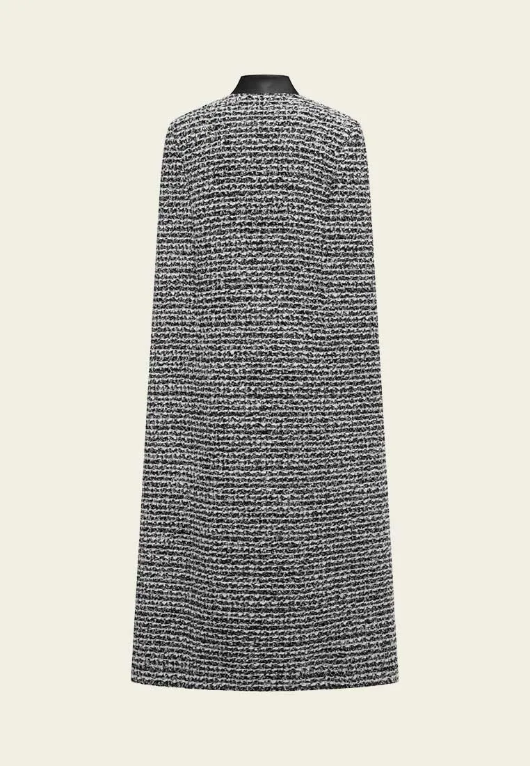 Mixed Grey Wool Ankle Length Long Cape