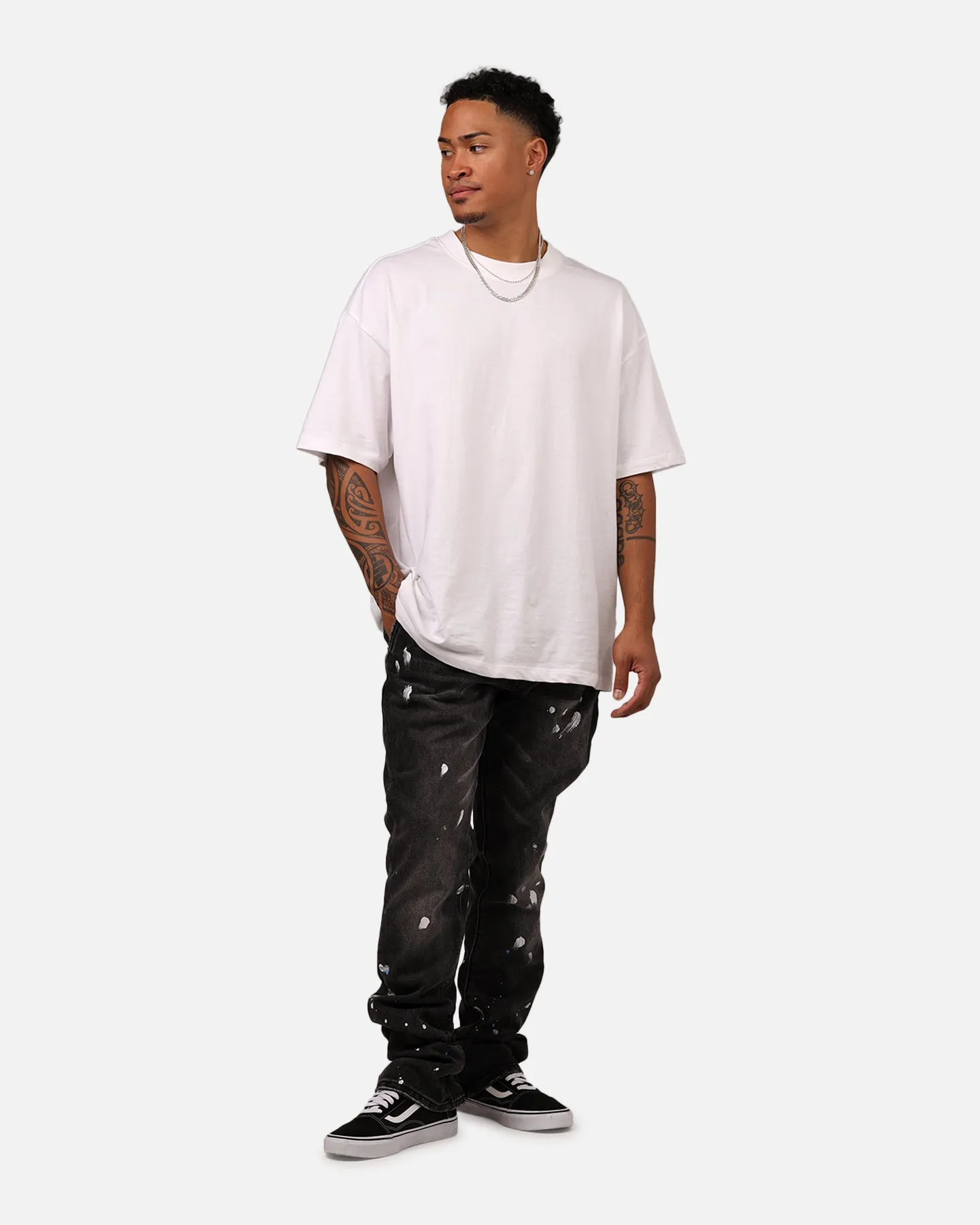 MNML B679 Worn In Painted Pants Washed Black