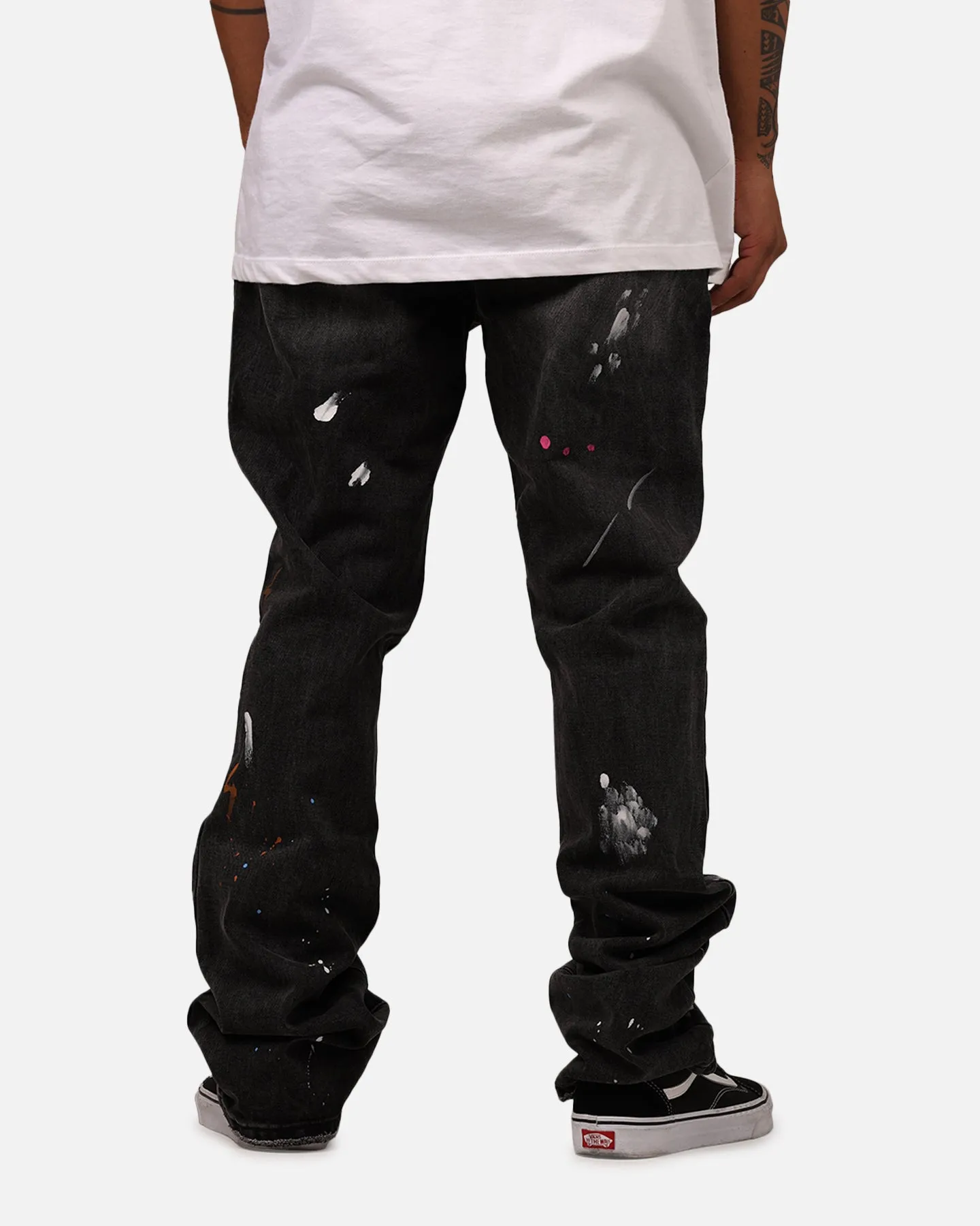 MNML B679 Worn In Painted Pants Washed Black