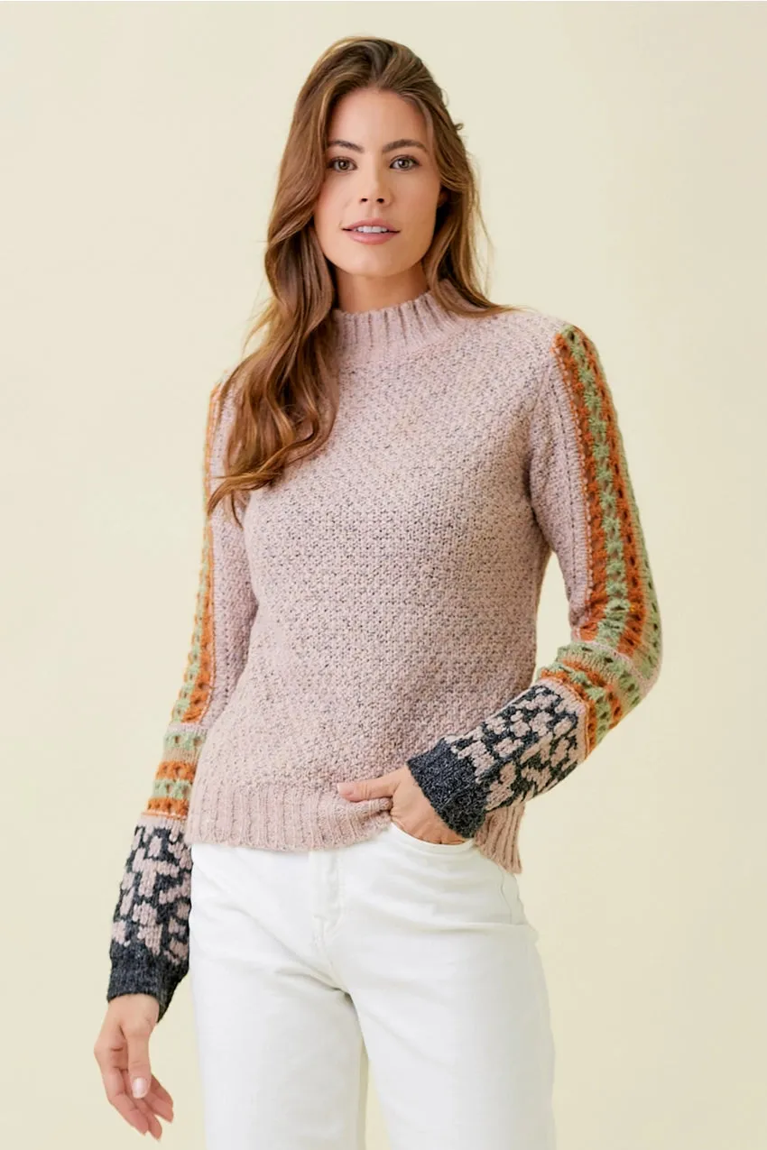 Mock Neck Sleeve Detail Sweater