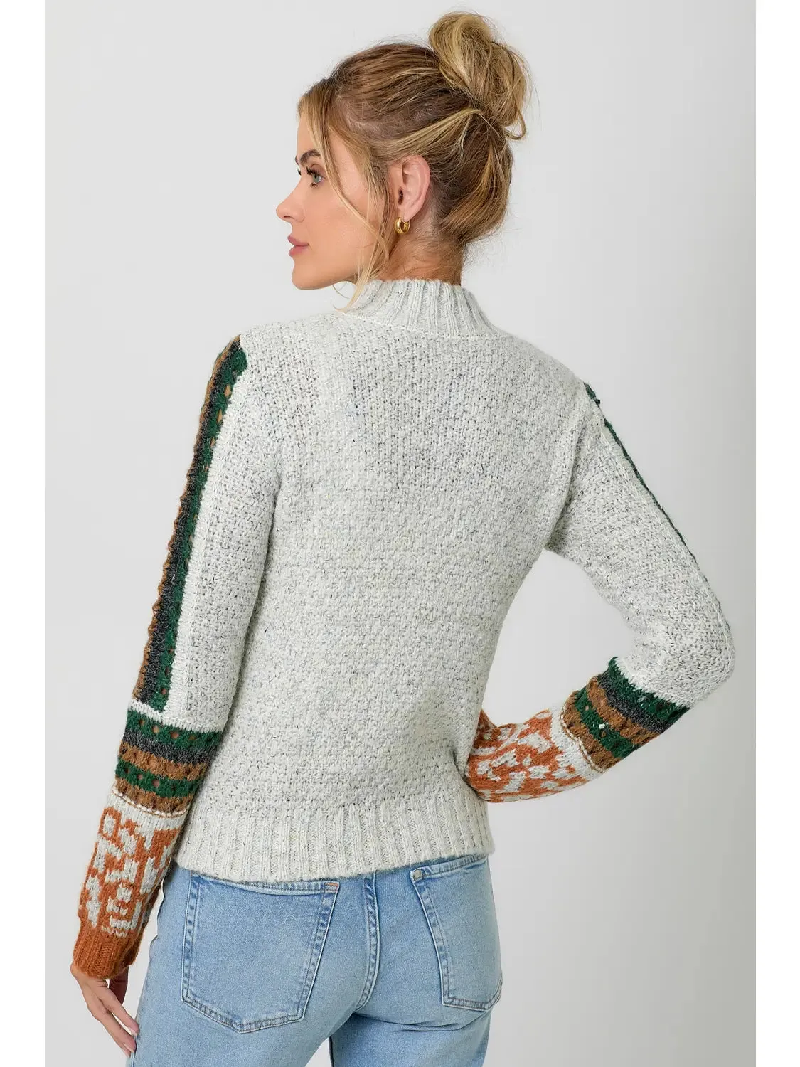 Mock Neck Sleeve Detail Sweater