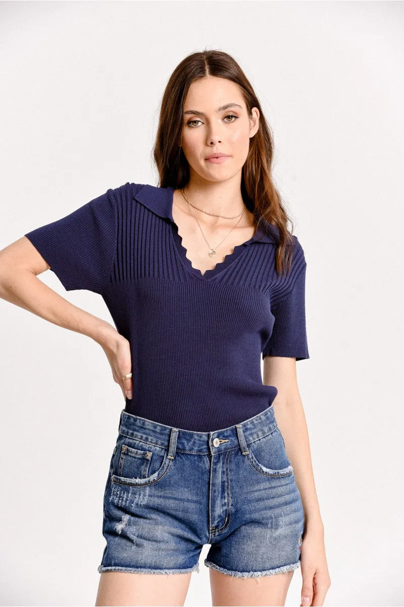 Molly Bracken Short Sleeved Polo Knitted Sweater