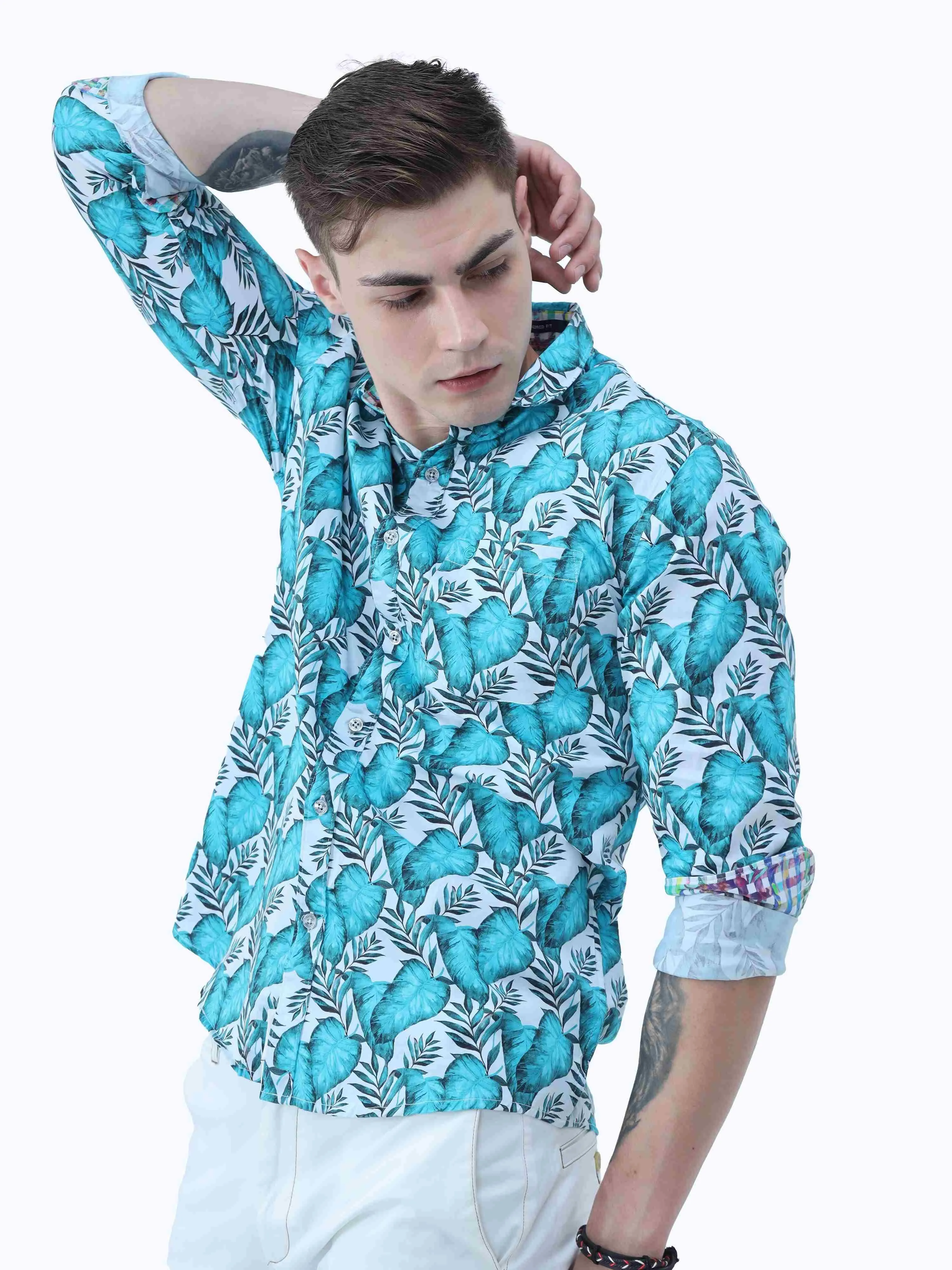 Monsoon Leaf Digital Printed Full Shirt