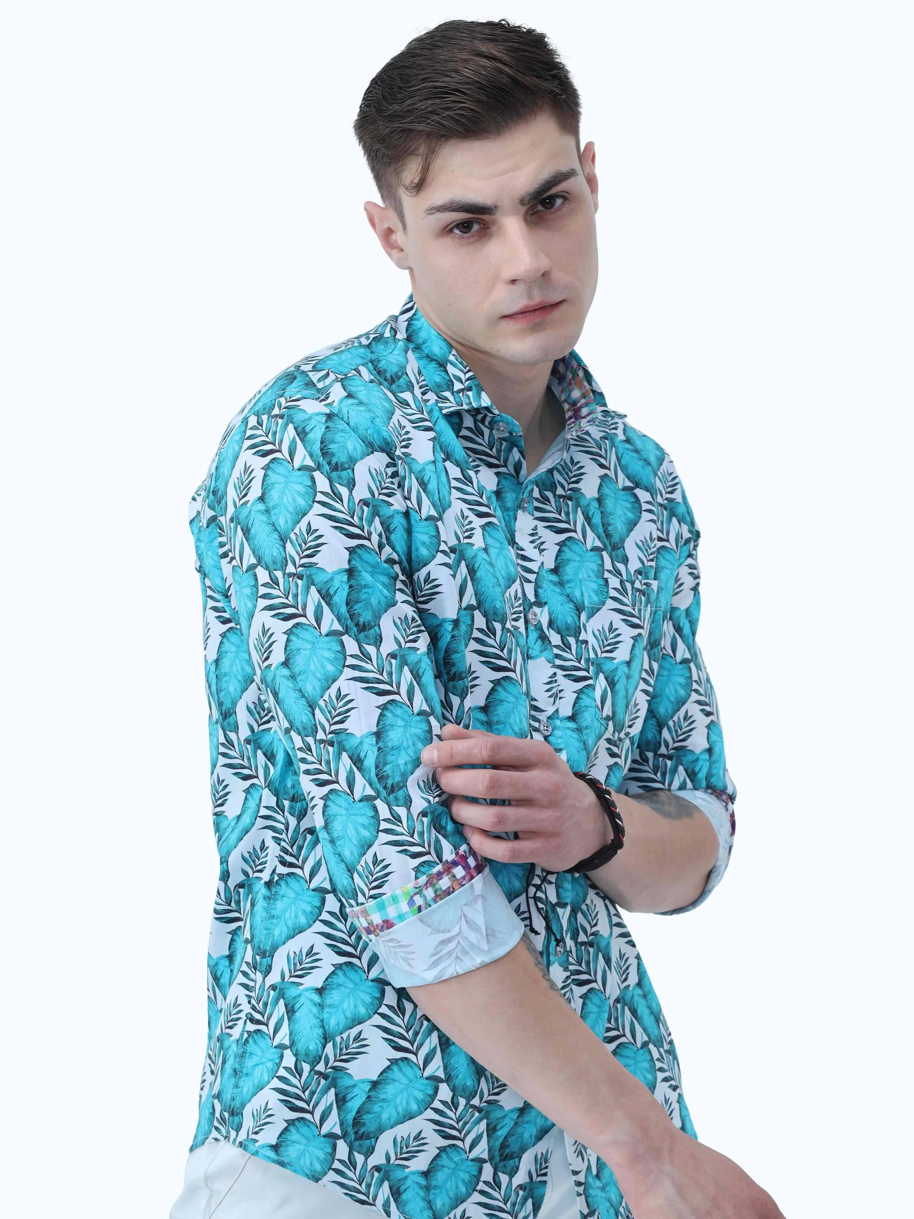 Monsoon Leaf Digital Printed Full Shirt