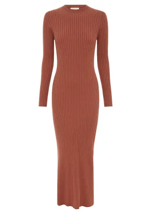 MOS THE LABEL Wistful Knit Midi Dress Auburn